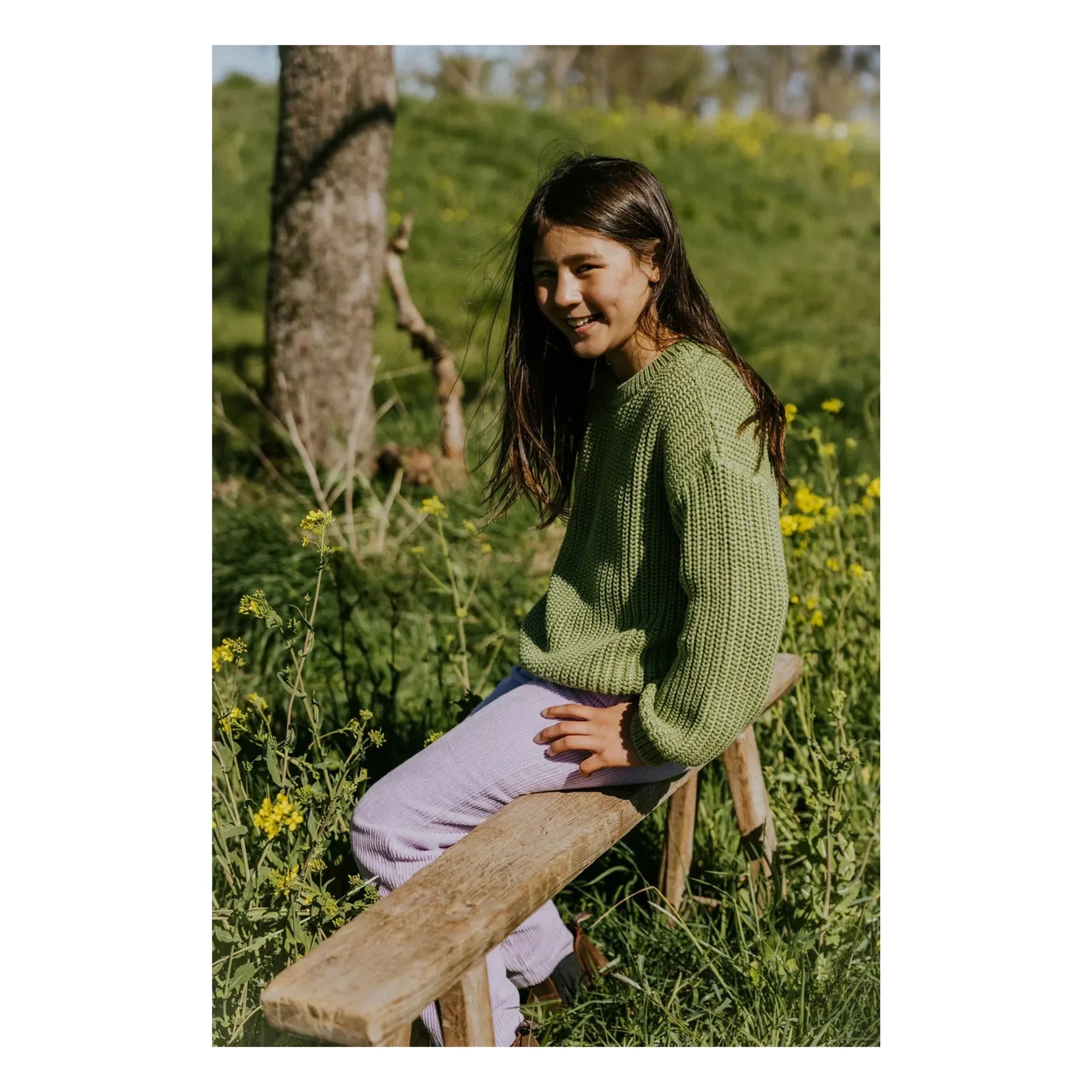 Yuki - Bio-Baumwolle Dicker Pullover | Oliv