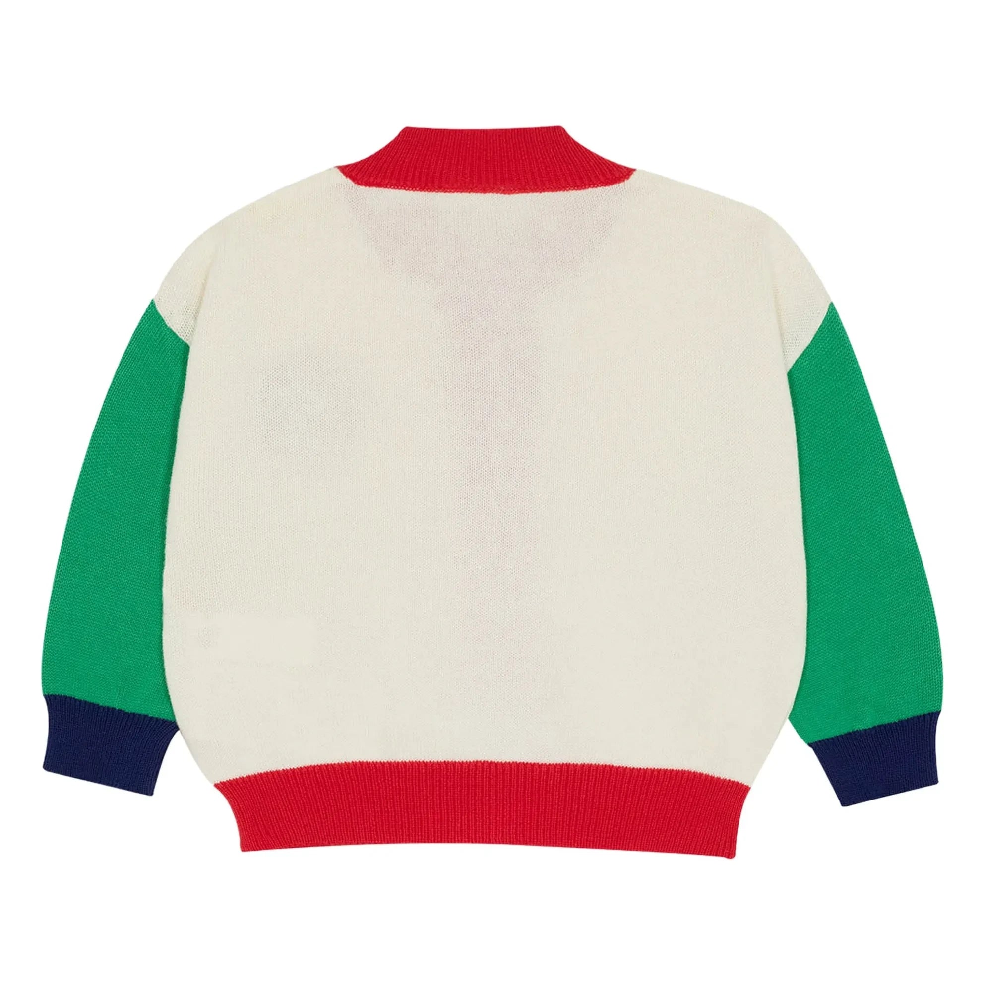 The Campamento - Farbblock-Löwe Bio-Baumwoll-Strickjacke | Ecru