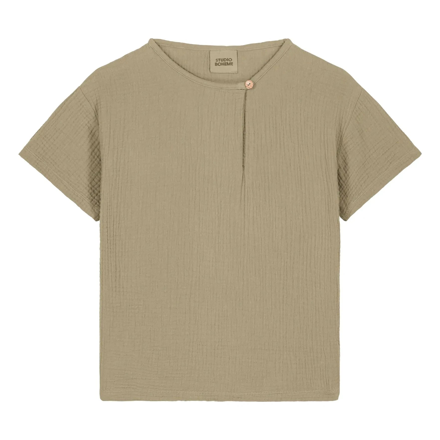 Studio Bohème - Orso Gaze-T-Shirt aus Bio-Baumwolle | Hellkhaki