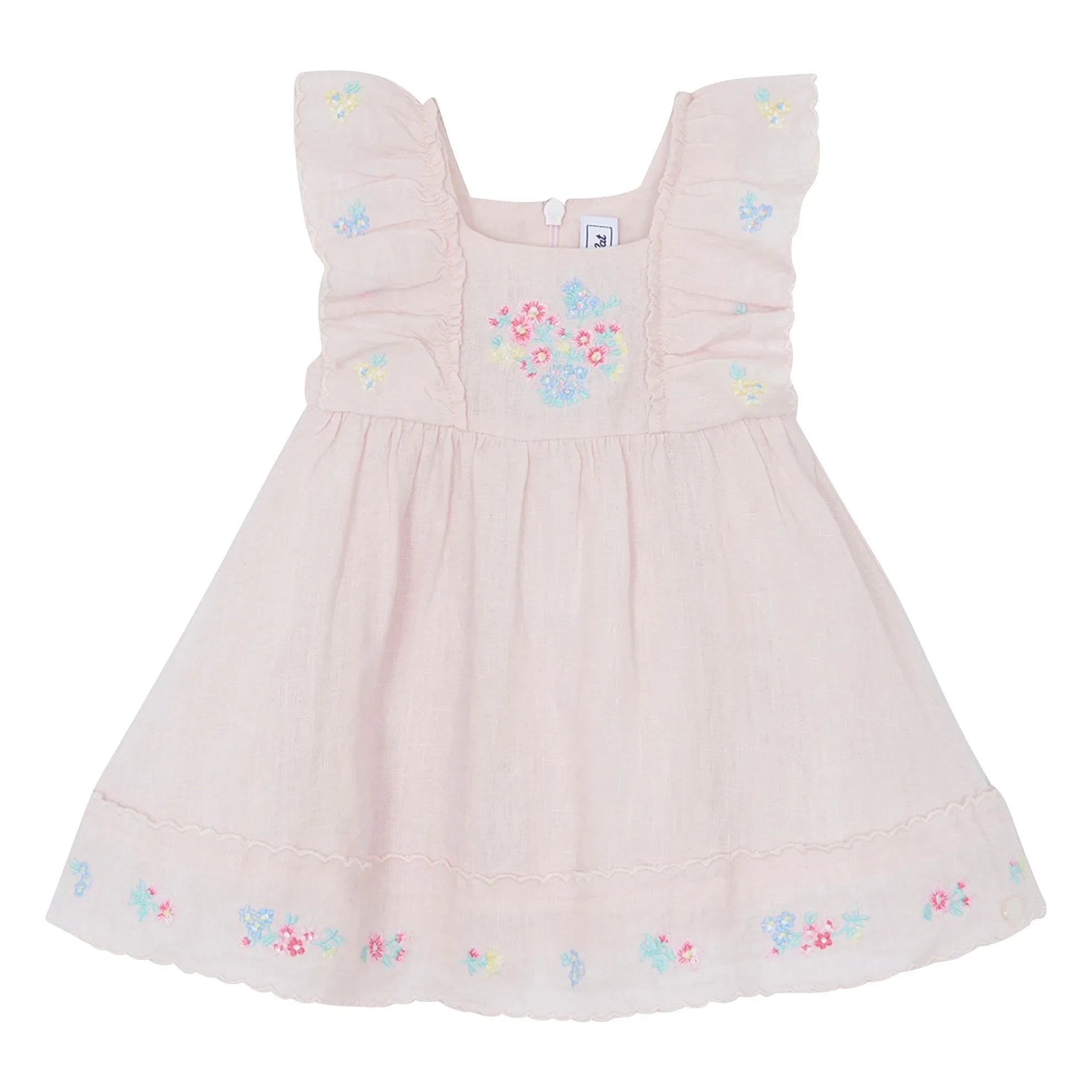 Tartine et Chocolat - Besticktes Volant-Kleid | Blassrosa