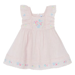 Tartine et Chocolat - Besticktes Volant-Kleid | Blassrosa