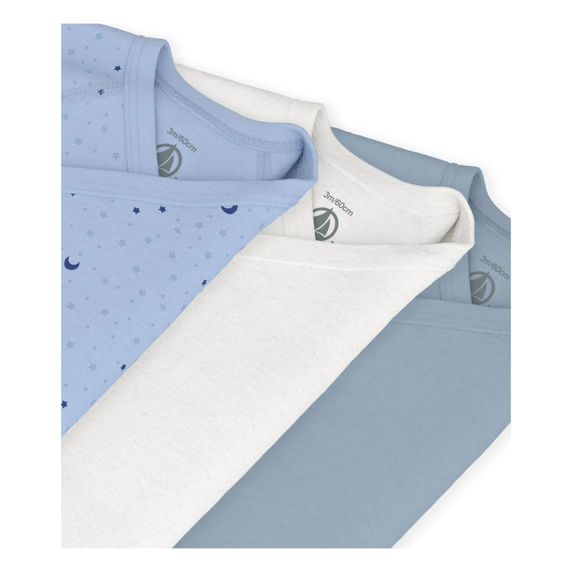Petit Bateau - 3'lü Organik Pamuk Yıldız Desenli Body Seti | Mavi