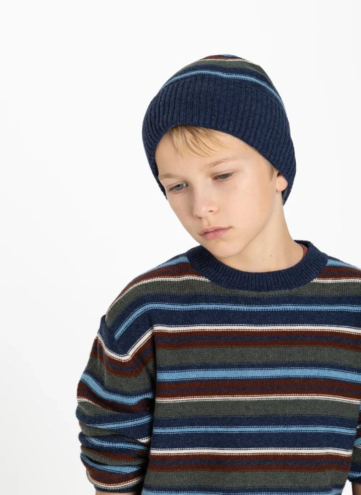 Smallable Kid - Matteo Gestreifter Wollpullover | Blau
