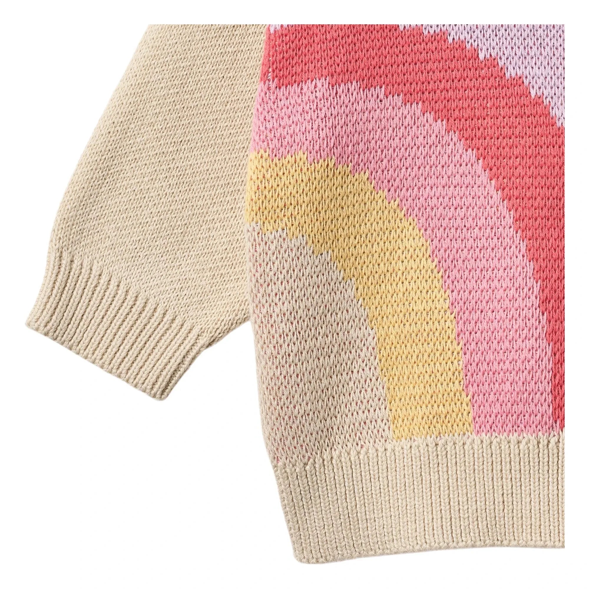 Wheat - Solveig Rainbow Strickpullover aus Bio-Baumwolle mit Jacquardmuster | Naturweiß