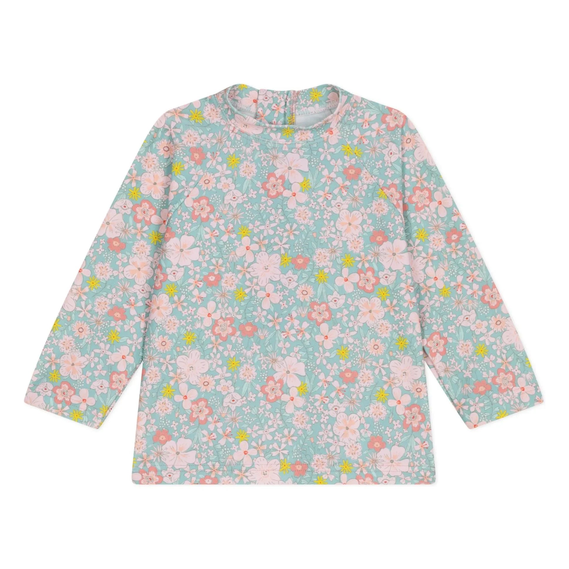 Petit Bateau - Geblümtes Baby UV-Schutz Badeshirt | Türkis