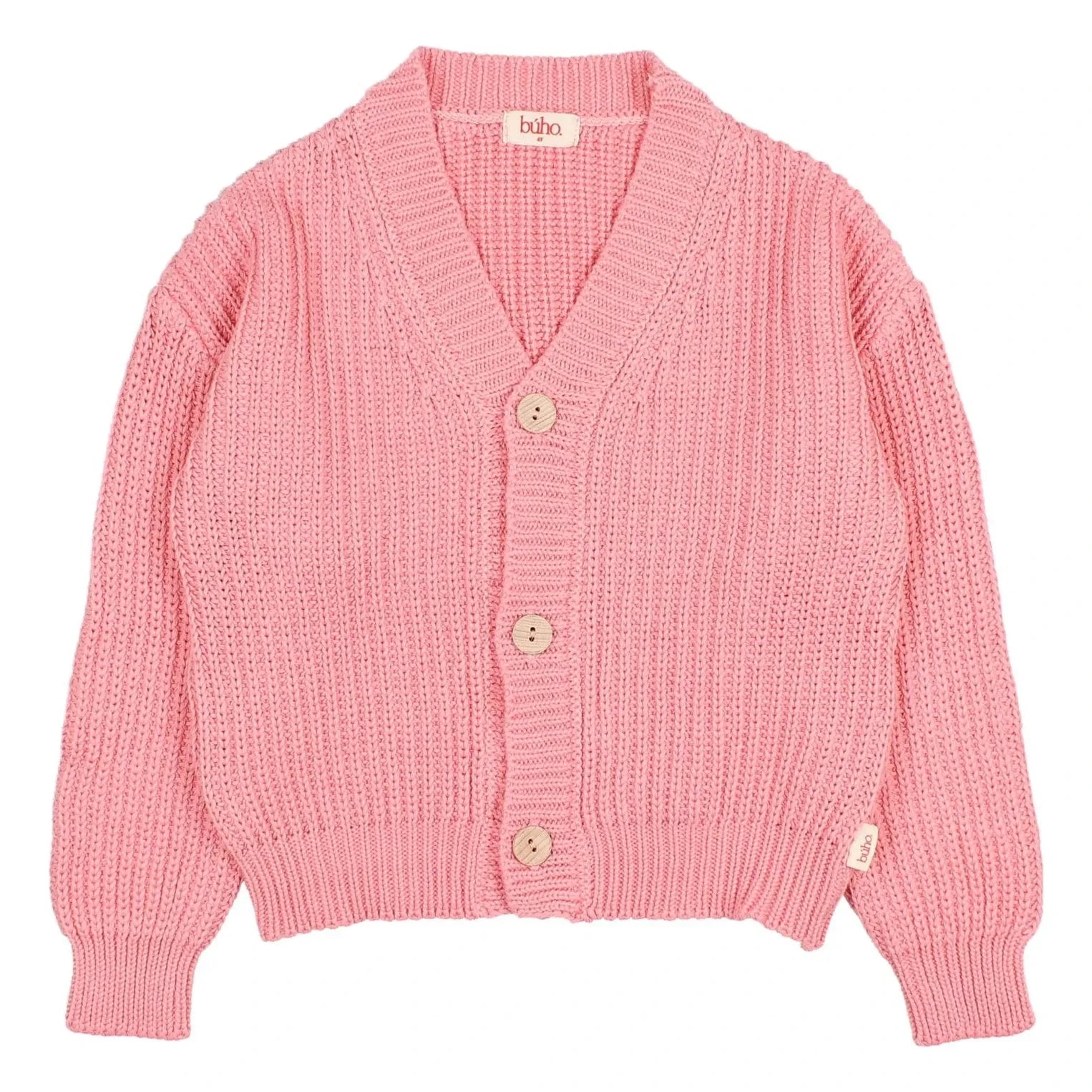 Búho - V-Ausschnitt Strickjacke aus Bio-Baumwolle | Zuckerrosa