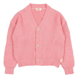 Búho - V-Ausschnitt Strickjacke aus Bio-Baumwolle | Zuckerrosa
