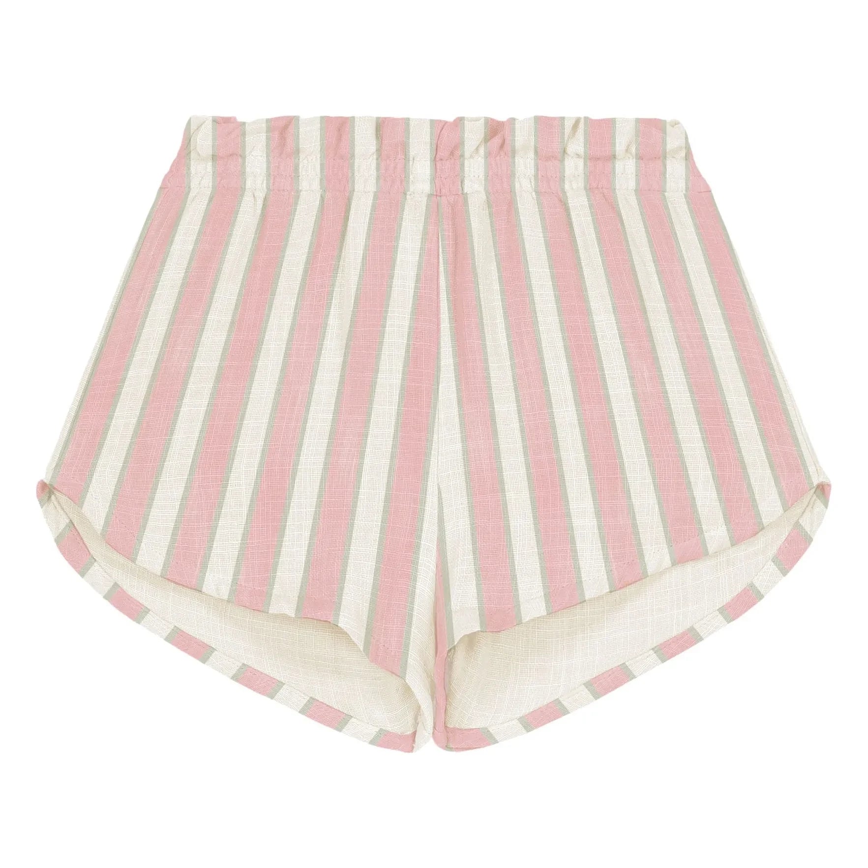 Studio Bohème - Gestreifte Georgette-Shorts aus Bio-Baumwoll-Musselin | Rosa