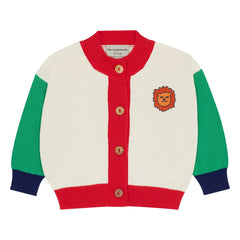 The Campamento - Farbblock-Löwe Bio-Baumwoll-Strickjacke | Ecru