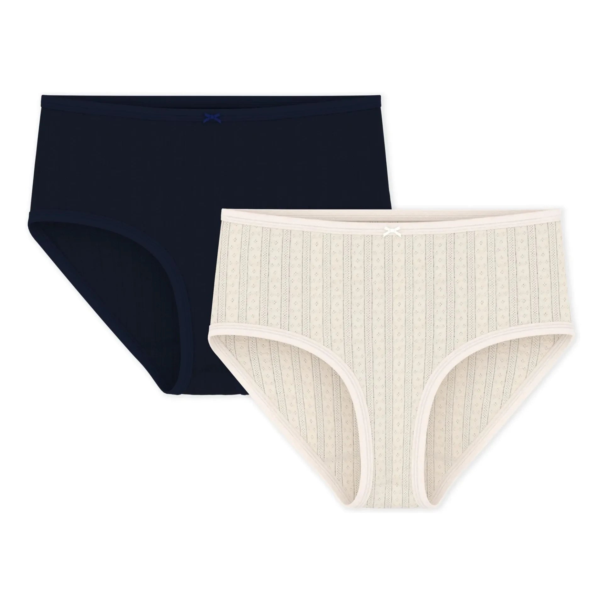 Petit Bateau – Hoher Bund, Bio-Baumwolle, 2er-Pack Höschen-Set | Ecru