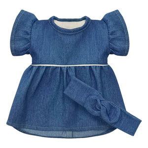 Minikane - Vestiaire bebek kıyafeti - Daisy elbise ve pamuk gazlı baş bantı | Denim