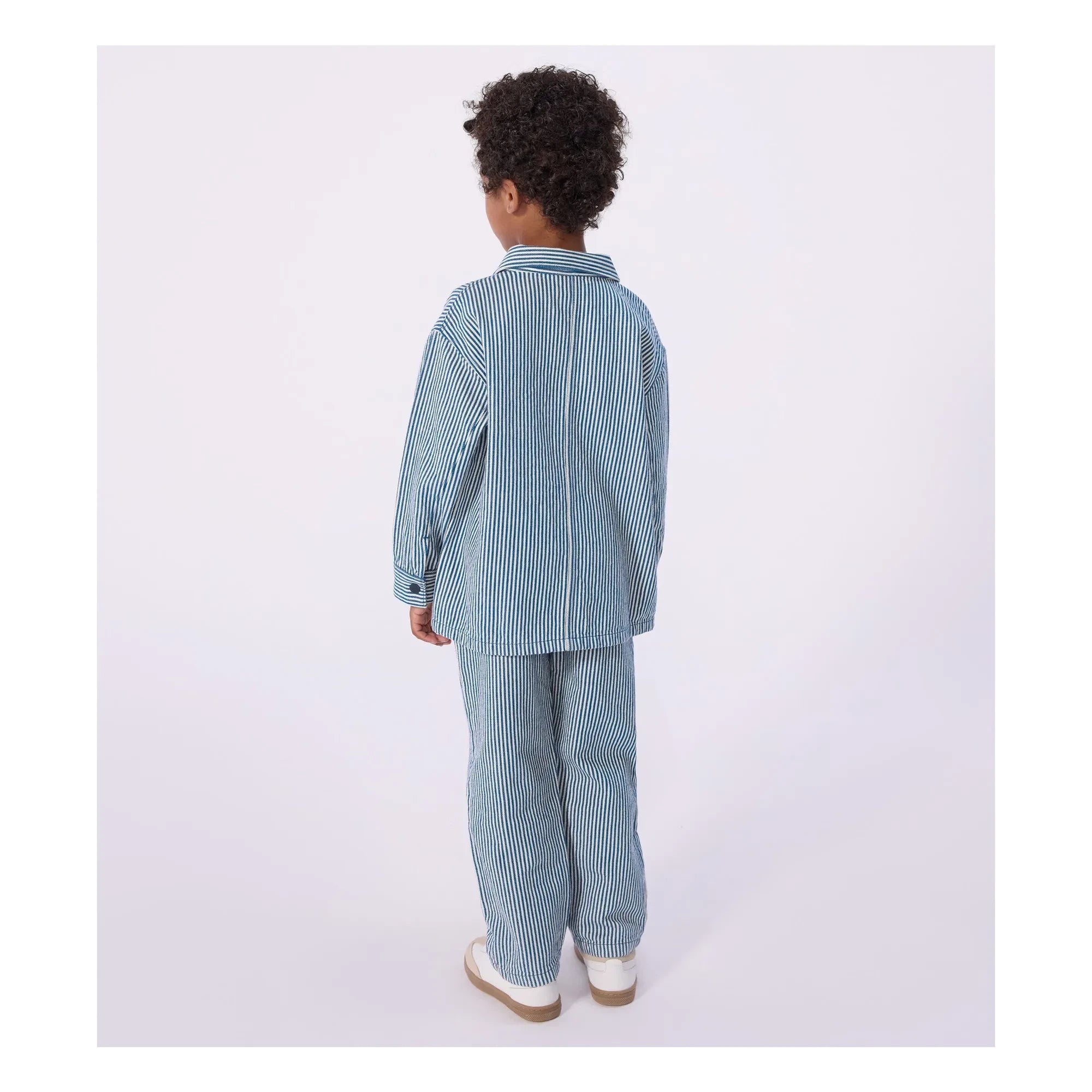 Petit Bateau - Gestreifte Arbeitsjacke aus Bio-Baumwolle | Blau