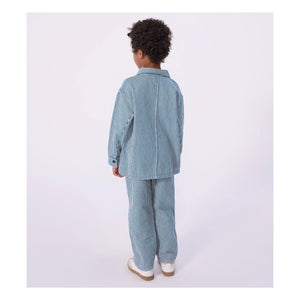 Petit Bateau - Gestreifte Arbeitsjacke aus Bio-Baumwolle | Blau