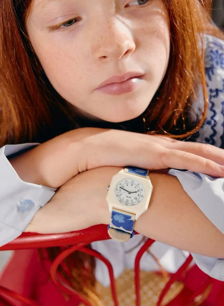 Mini Kyomo - Blau Hibiskus Uhr - Mini Kyomo x Taxi Brousse | Blau