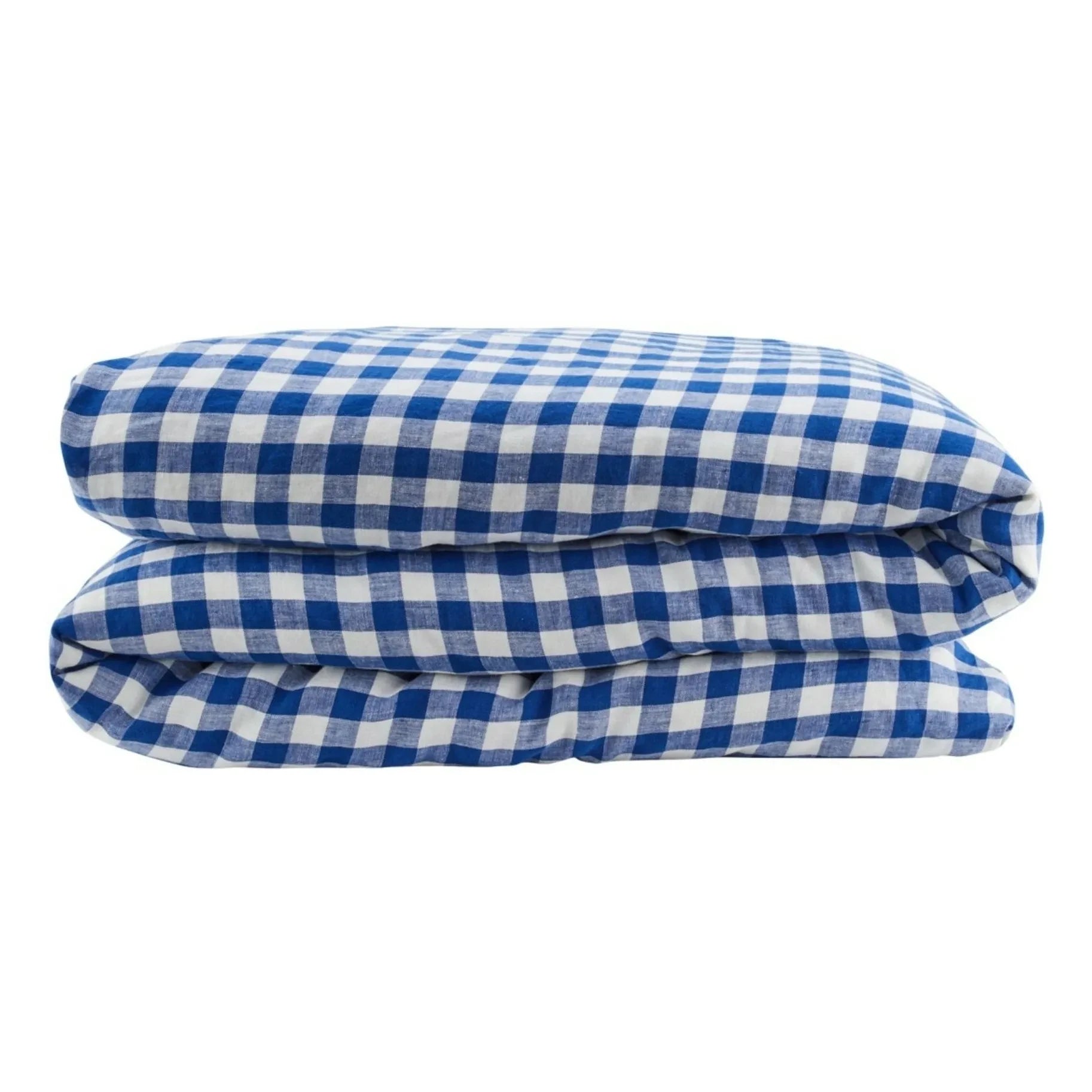 Gabrielle Paris - Vichy Gewaschener Leinen-Steppdeckenbezug | Blau