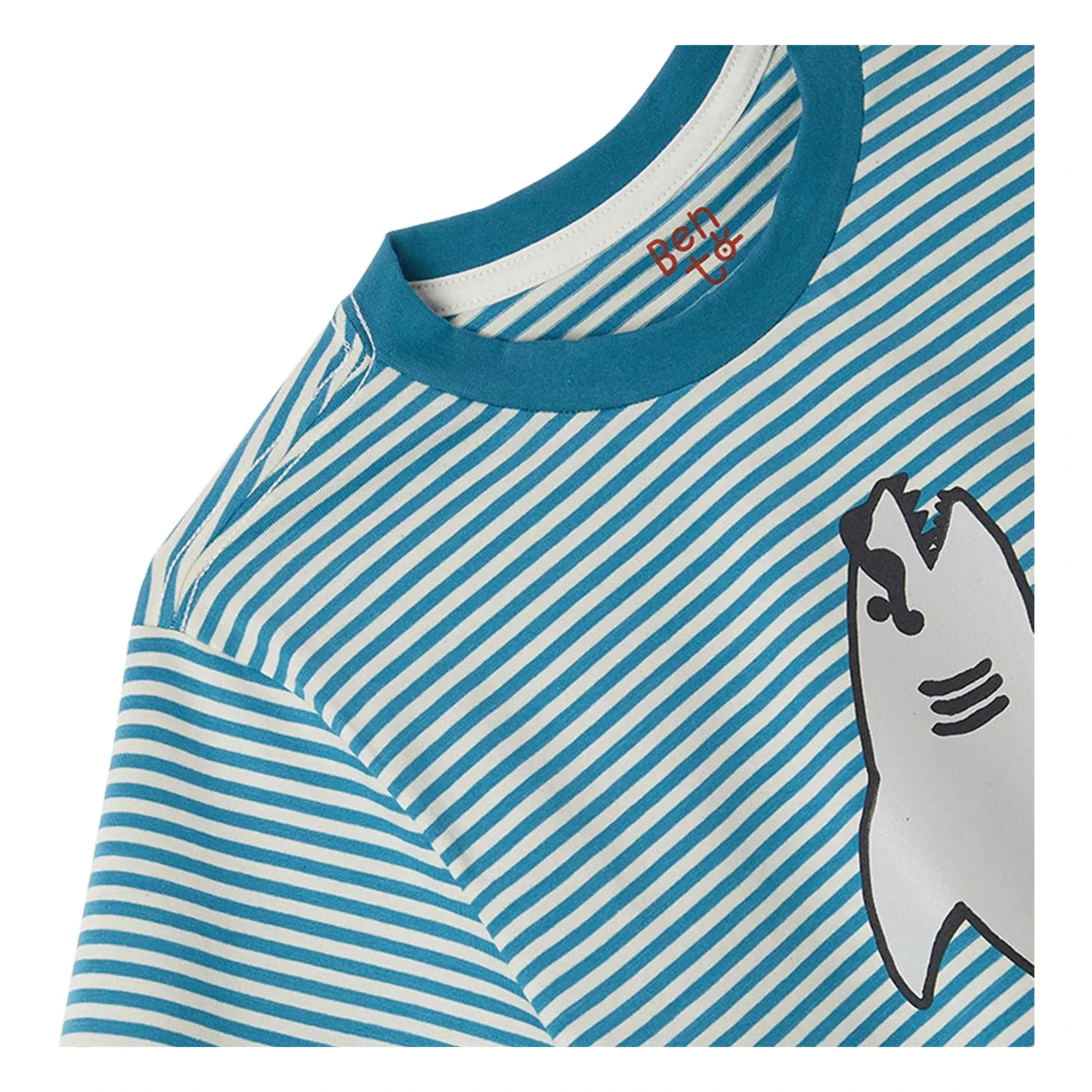 Fabula – Gestreiftes Haifisch-T-Shirt | Blau