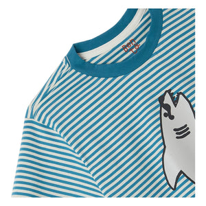 Fabula – Gestreiftes Haifisch-T-Shirt | Blau