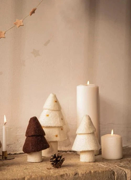Muskhane - Filz Weihnachtsbäume - 2er Set | Ecru
