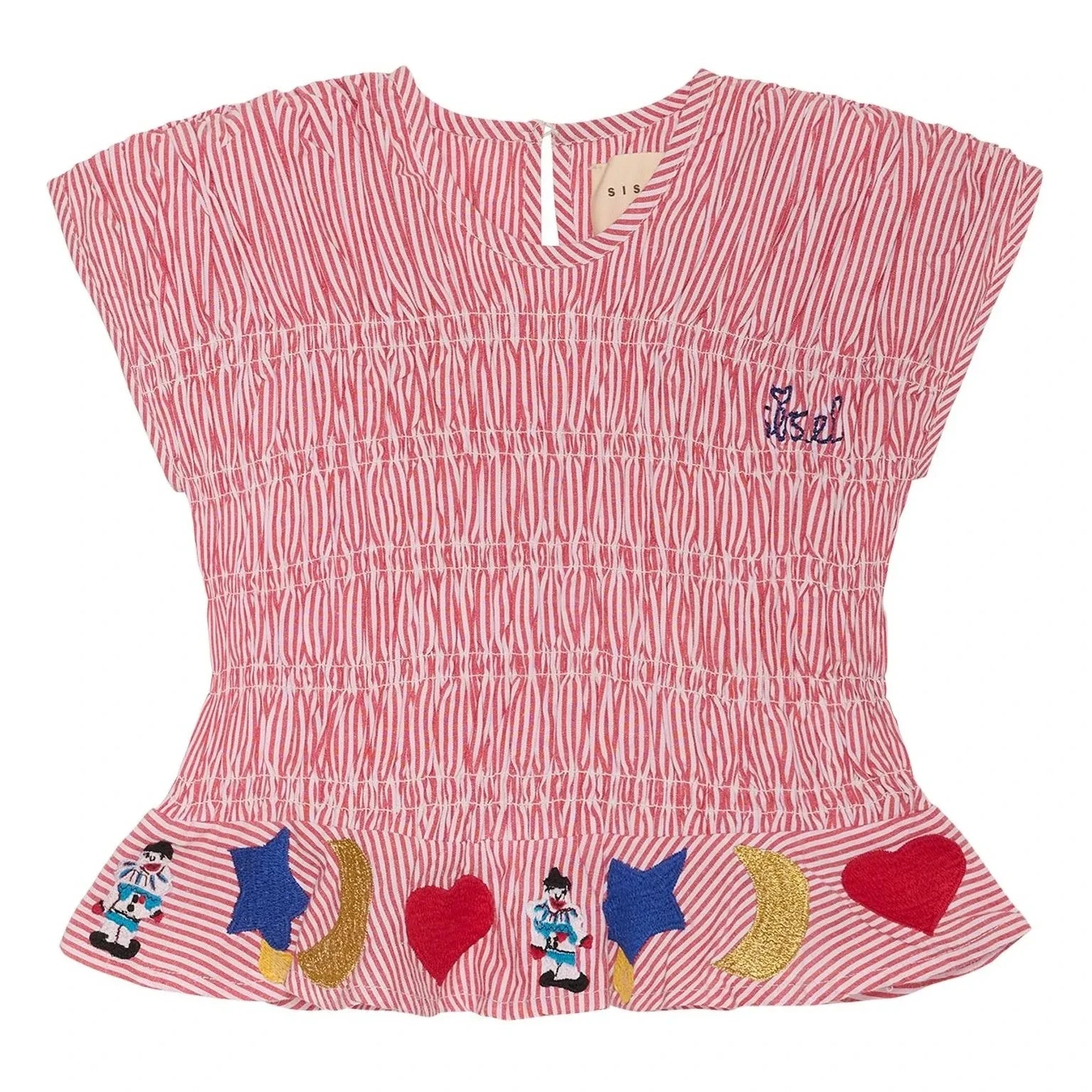 SISSEL EDELBO - Gestreiftes Top Smocké Sol - Kinderkollektion | Rot