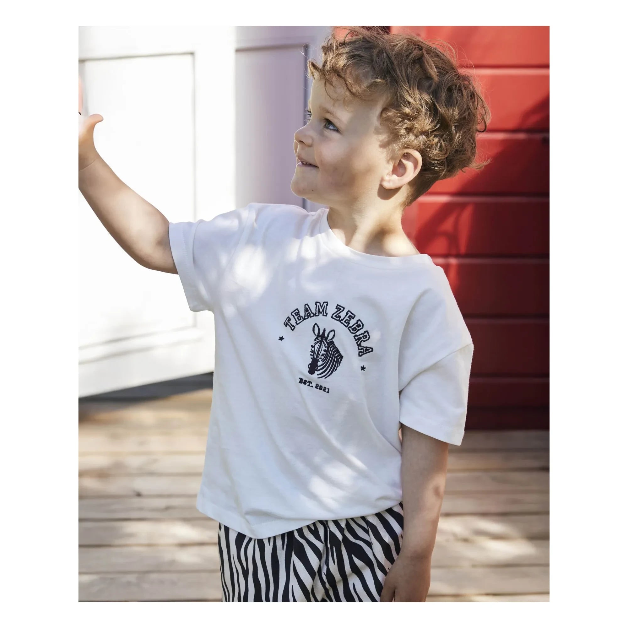 Fliink - Sommer Zebra Bio-Baumwolle T-Shirt | Weiß