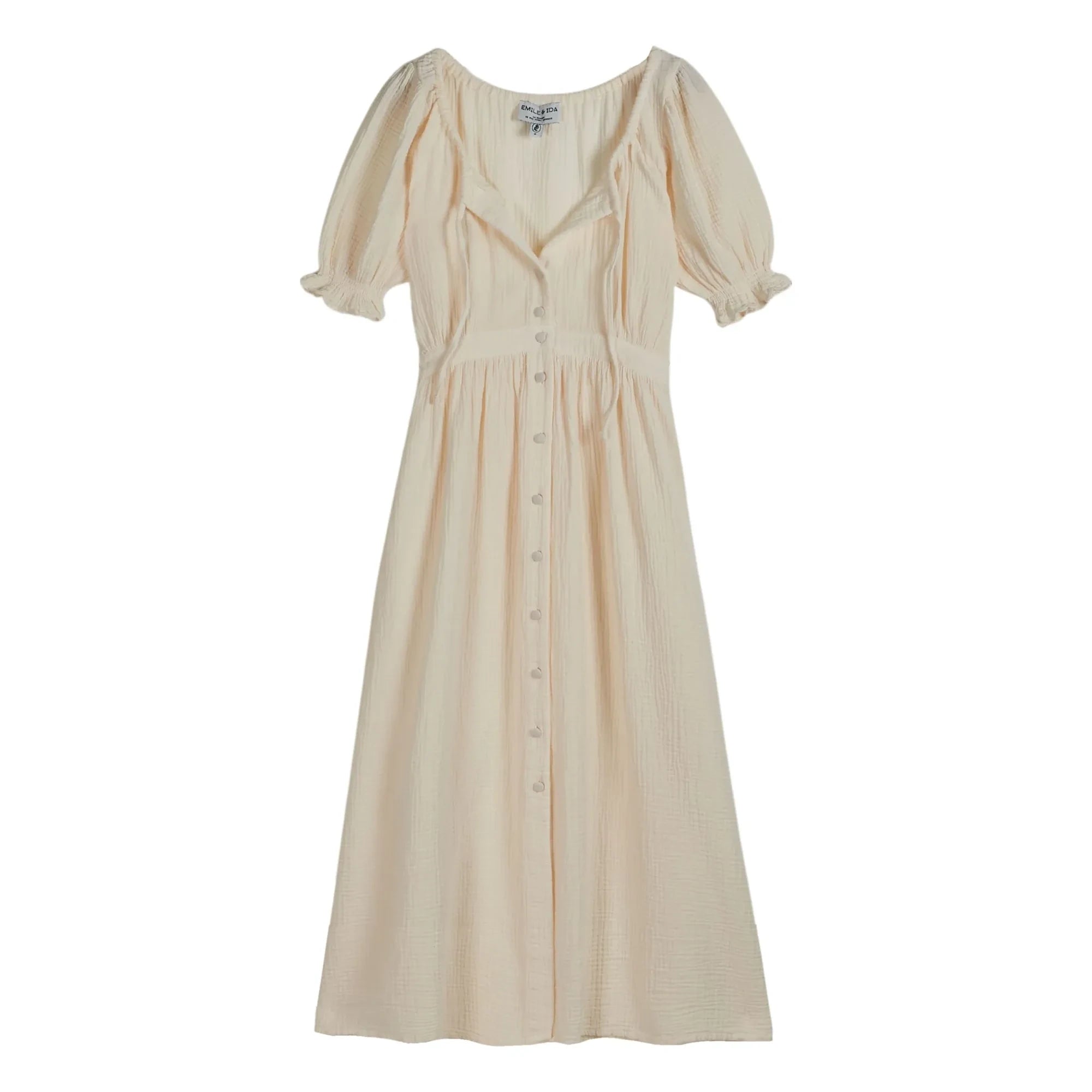 Emile et Ida - Baumwoll-Musselin-Kleid | Creme