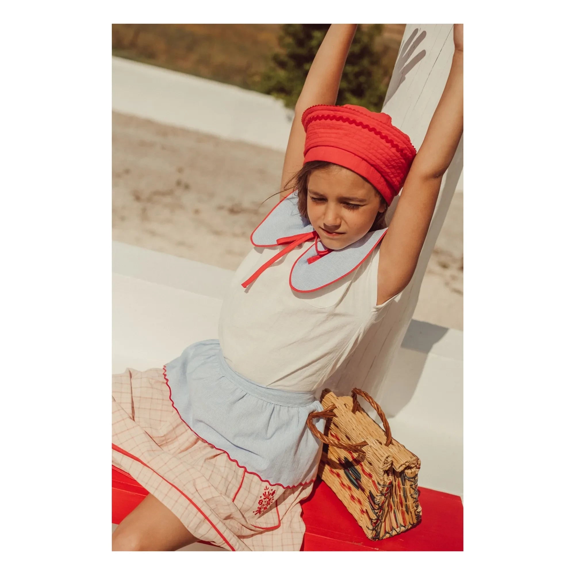 THE LiTTLE POETS - Augustina Gestreifter Abnehmbarer Kragen aus recycelten Fasern | Blau