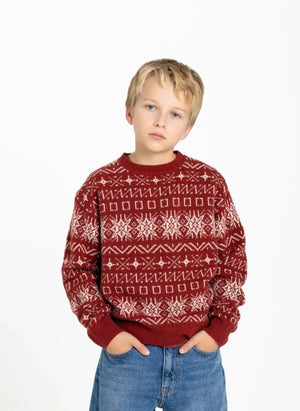 Hundred Pieces - Mika Jacquard Merinowolle Pullover | Dunkelrot