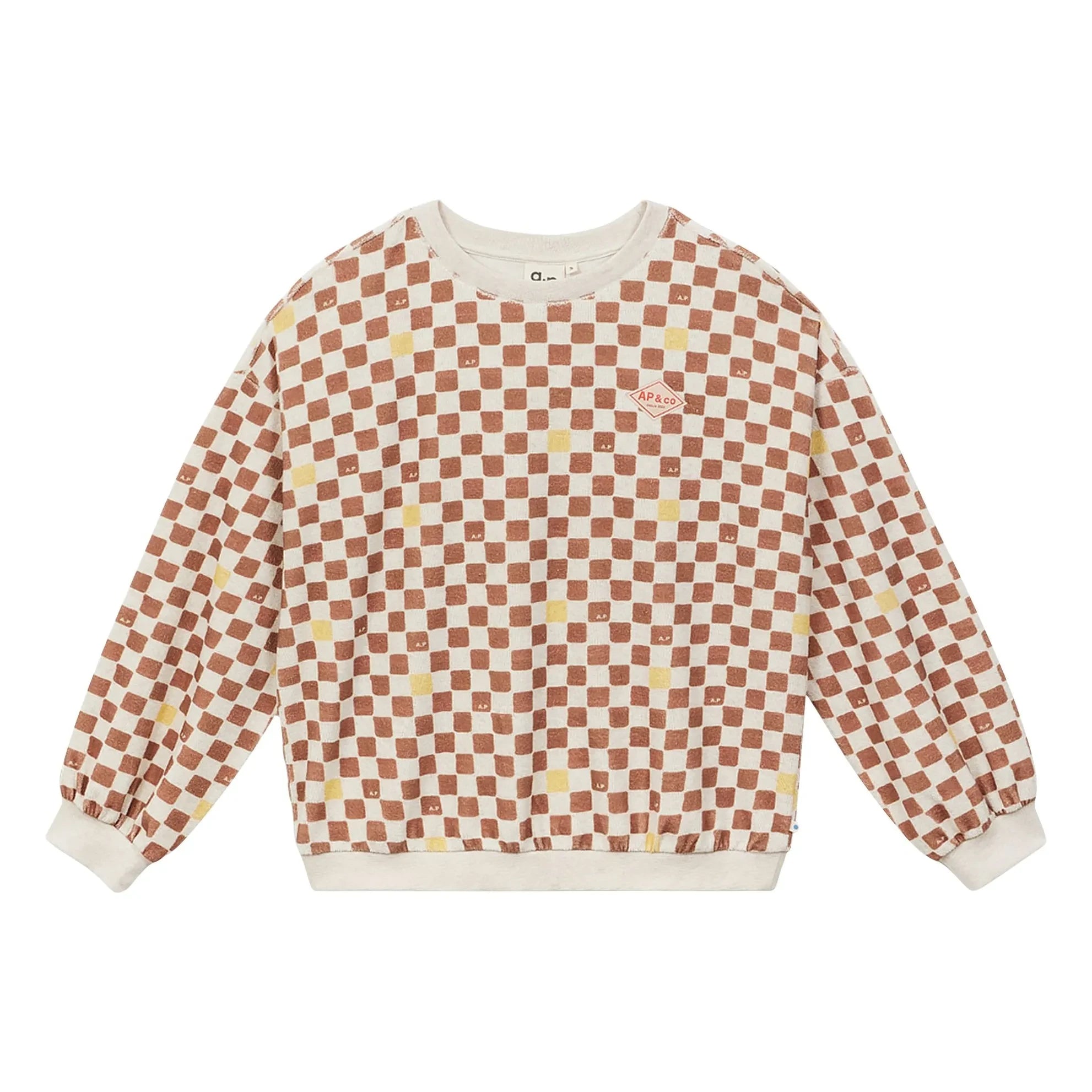 a.p - Damier Frottee-Sweatshirt aus Bio-Baumwolle | Braun