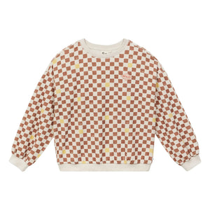 a.p - Damier Frottee-Sweatshirt aus Bio-Baumwolle | Braun