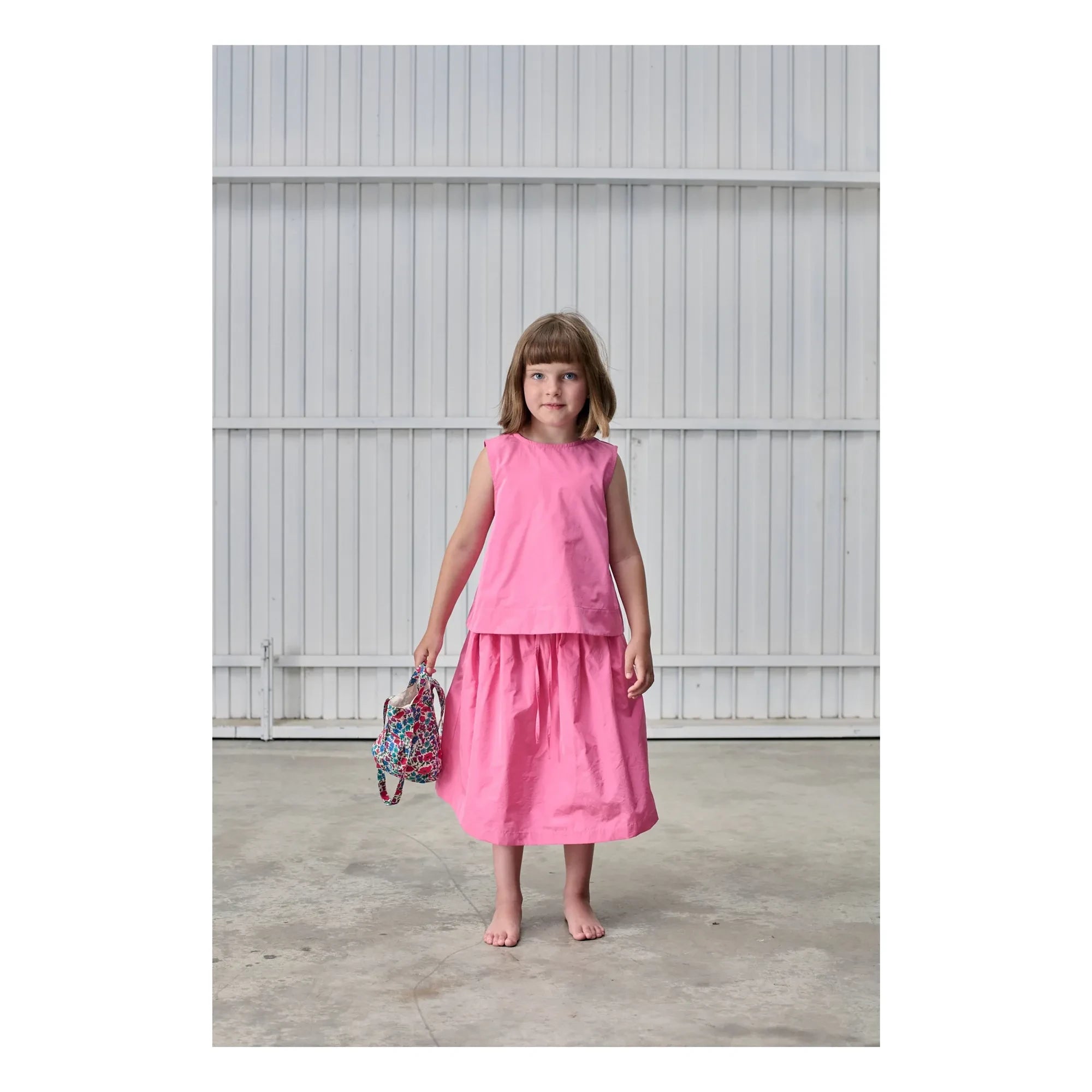 Tangerine – Midi-Rock mit geraffter Taille | Pink
