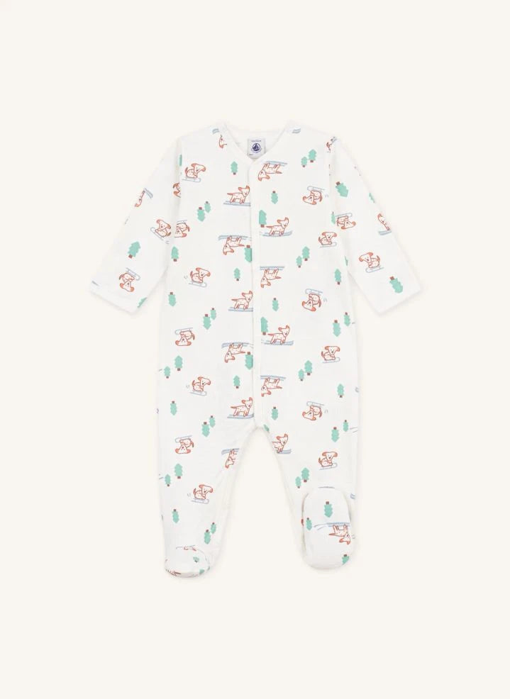 Petit Bateau - Uyku Tulumu Dogs Organik Pamuk | Beyaz