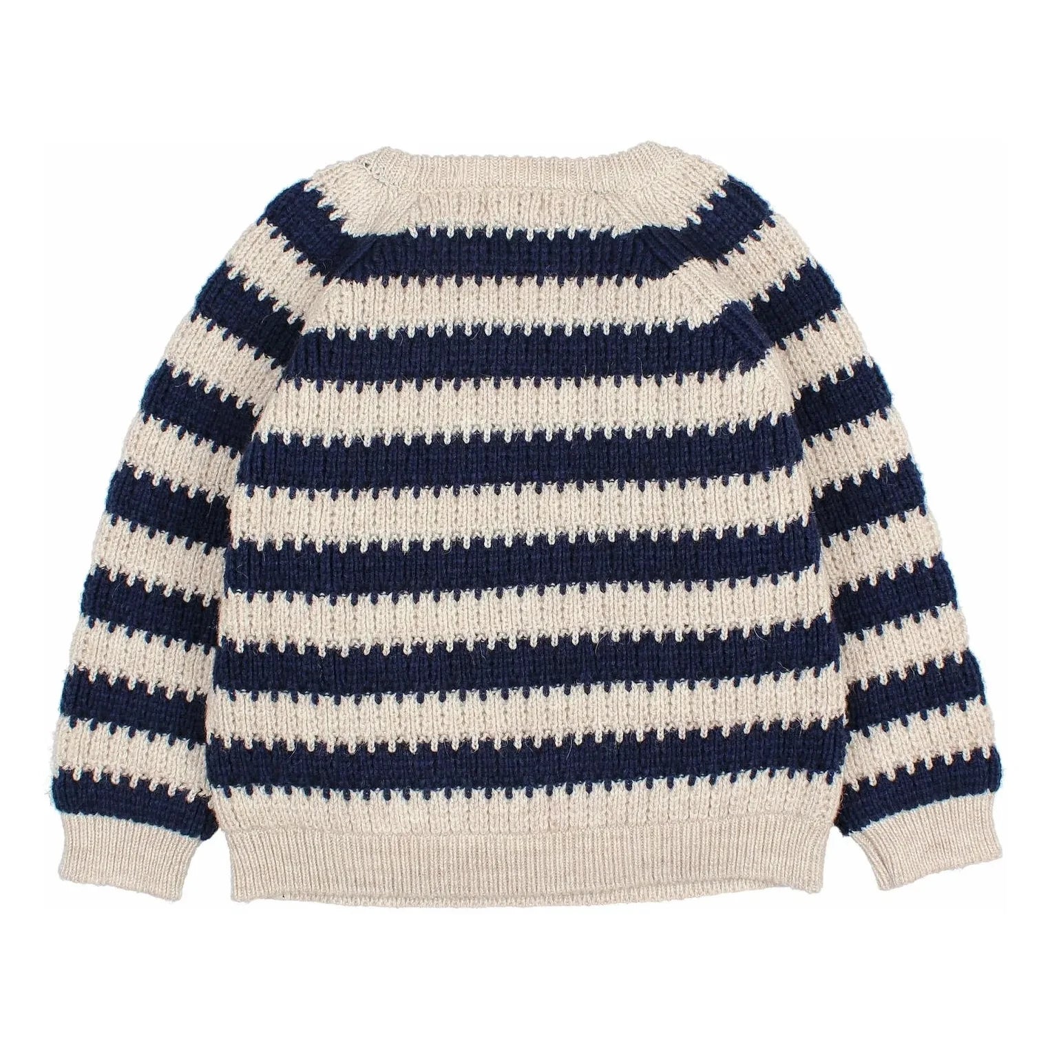 Búho - Gestreifter Alpaka-Wollpullover | Marineblau