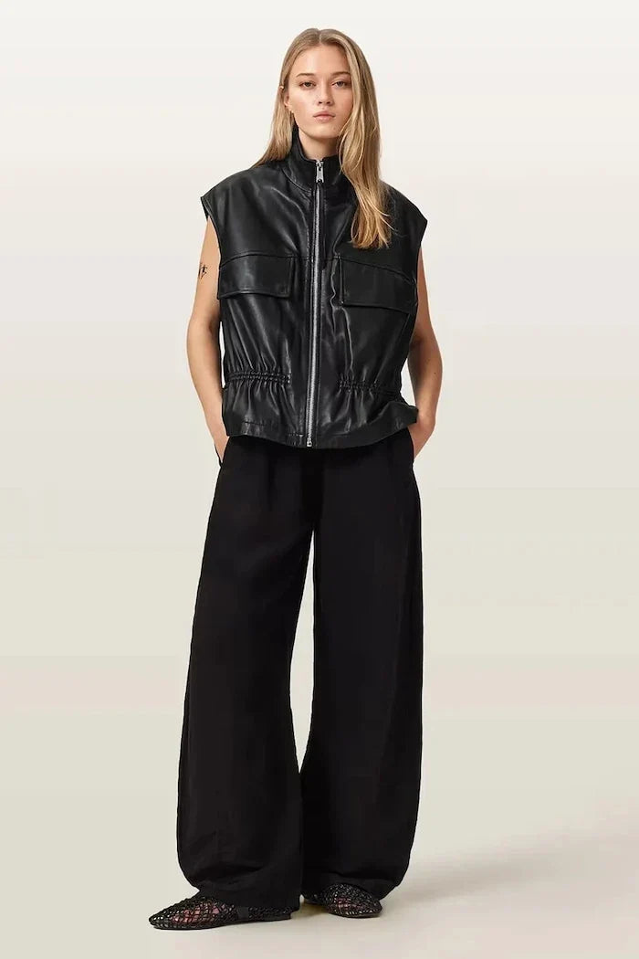 AllSaints Kadın Deri Yelek FLOR