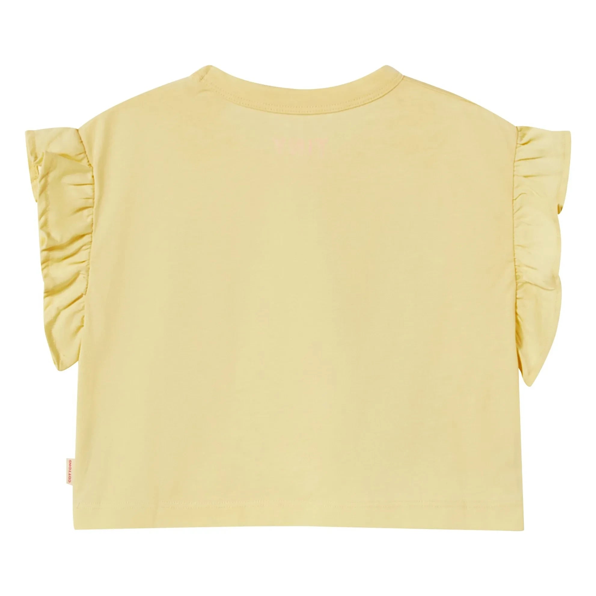 Tinycottons - Rosa Rüschen-T-Shirt aus Bio-Baumwolle | Blassgelb