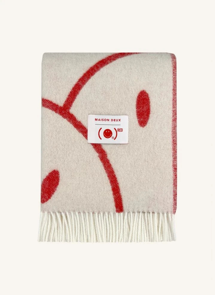 Maison Deux - Wolldecke - Maison Deux x Smiley | Ecru