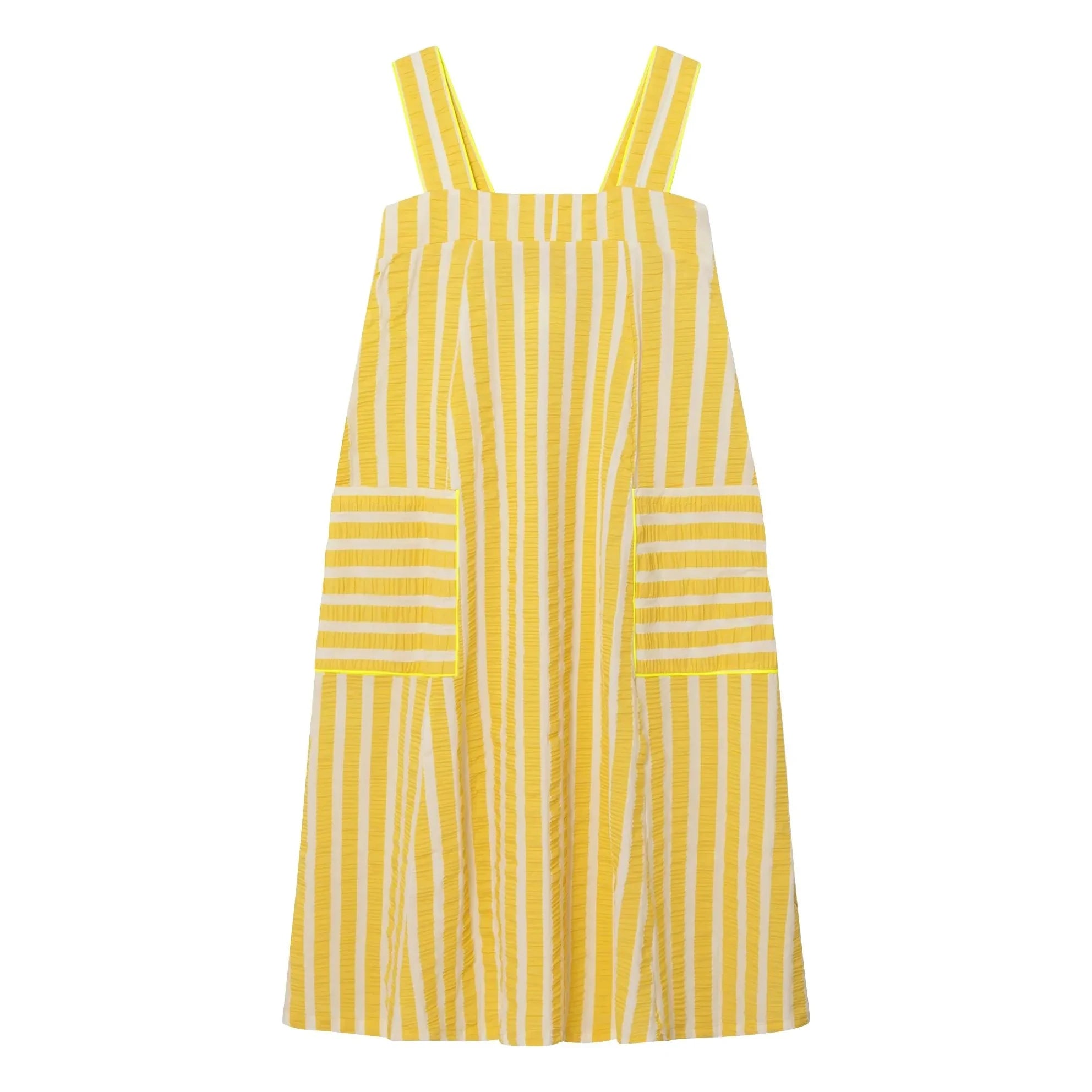Dr Bloom - Gestreiftes Kleid in Zitronengelb