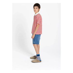 Smallable Kid - Tilo gestreiftes Bio-Baumwoll-Polohemd | Dunkelrot