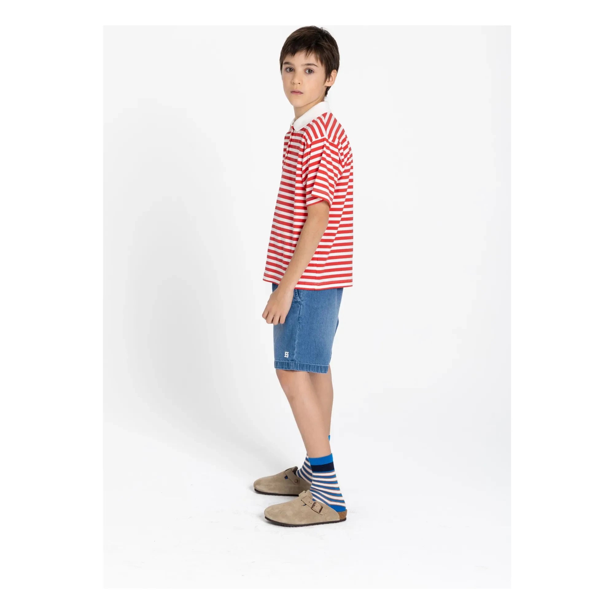 Smallable Kid - Tilo gestreiftes Bio-Baumwoll-Polohemd | Dunkelrot