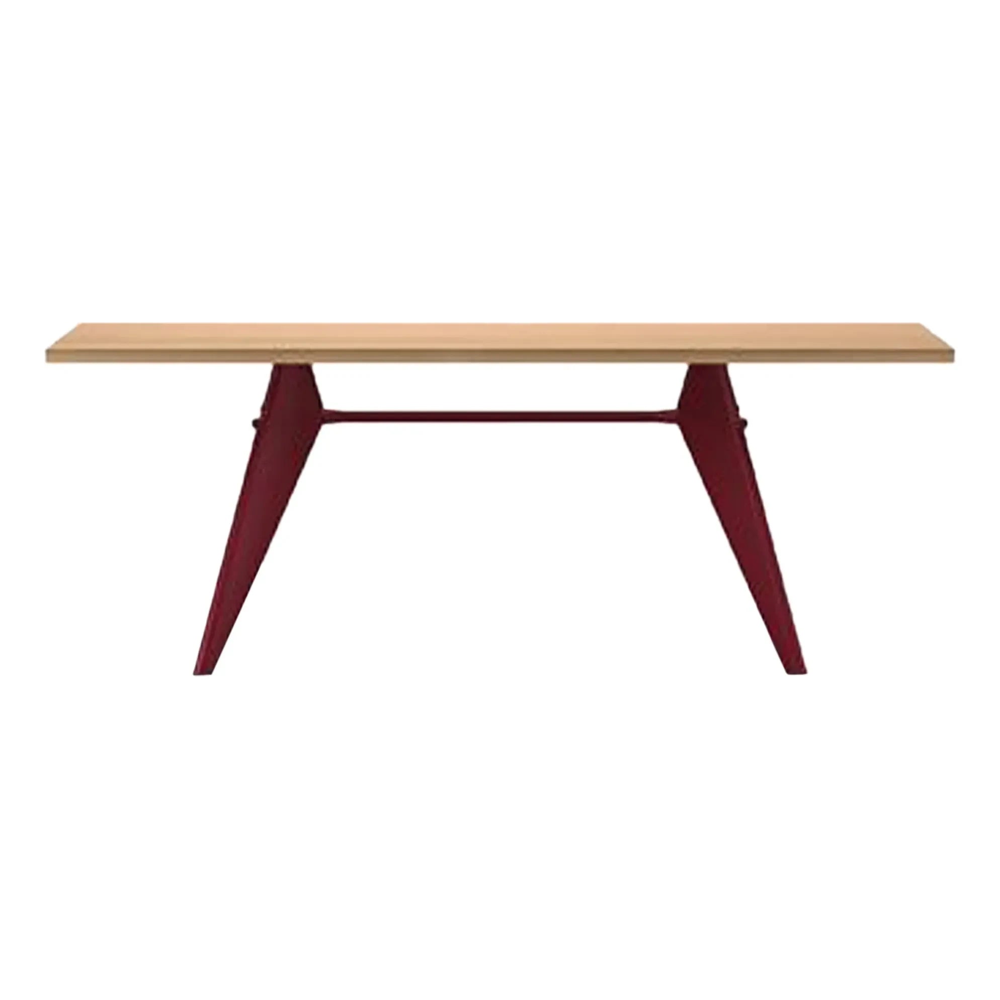 Vitra - EM Table - Japanroter Sockel - Jean Prouvé, 1950 | Eiche