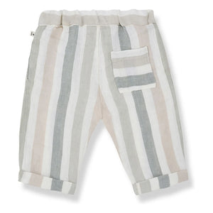 1+ in the family - Regencos Gestreifte Leinenhose | Ecru