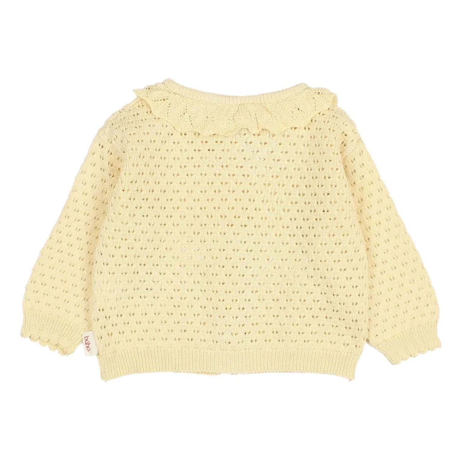 Búho - Pointelle Boho Bio-Baumwoll-Cardigan | Gelb
