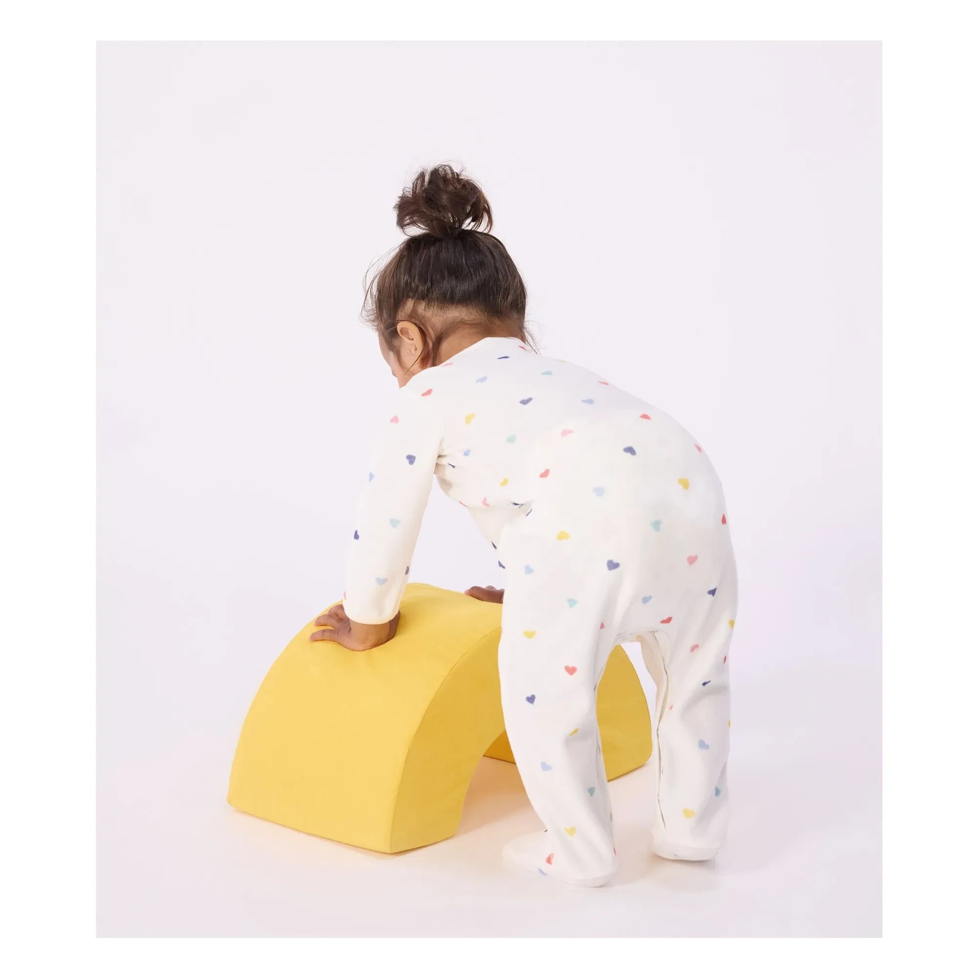 Petit Bateau - Strampler Cœurs Samtpyjama | Weiß