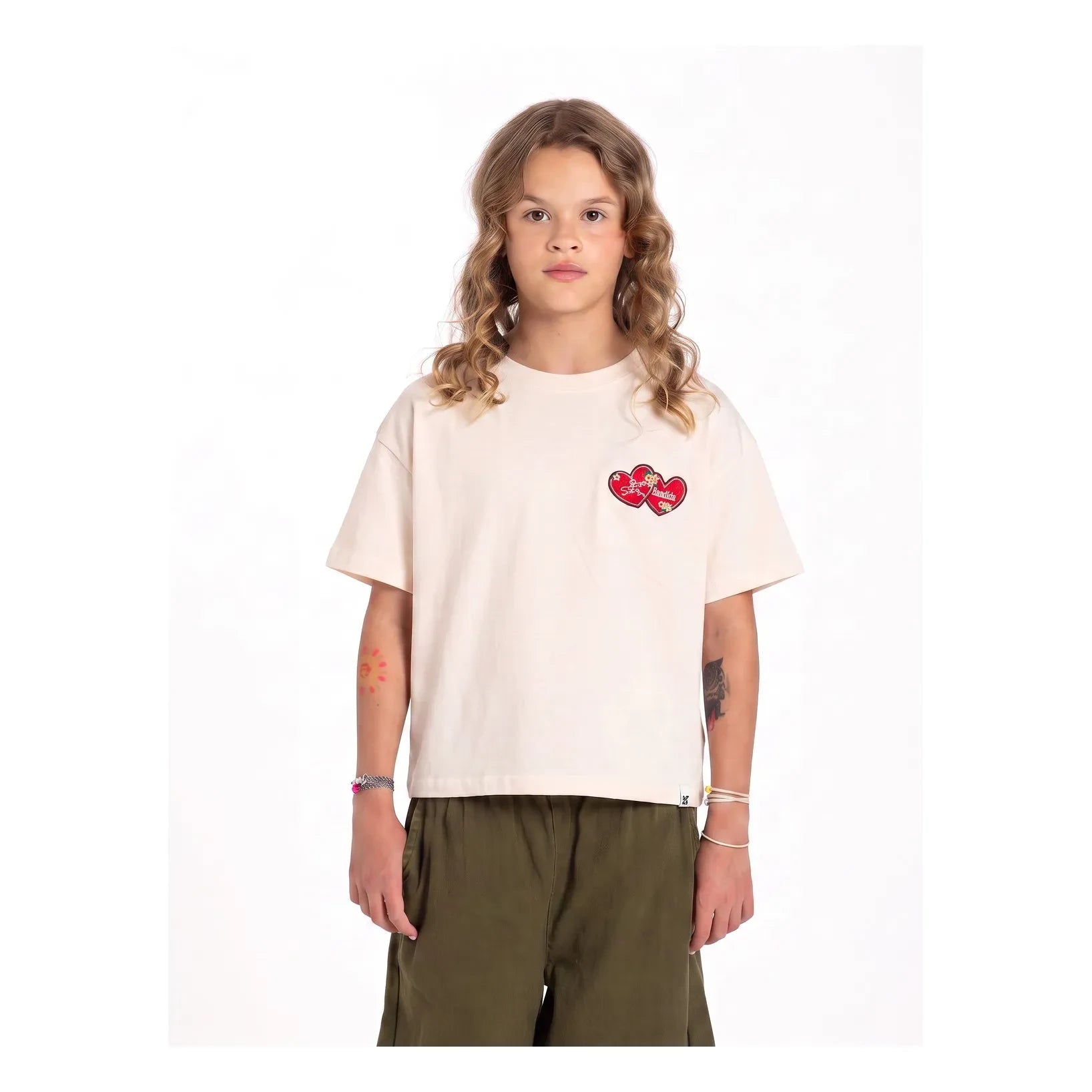 Hundred Pieces - Luna Bandida Heart Tişört | Krem