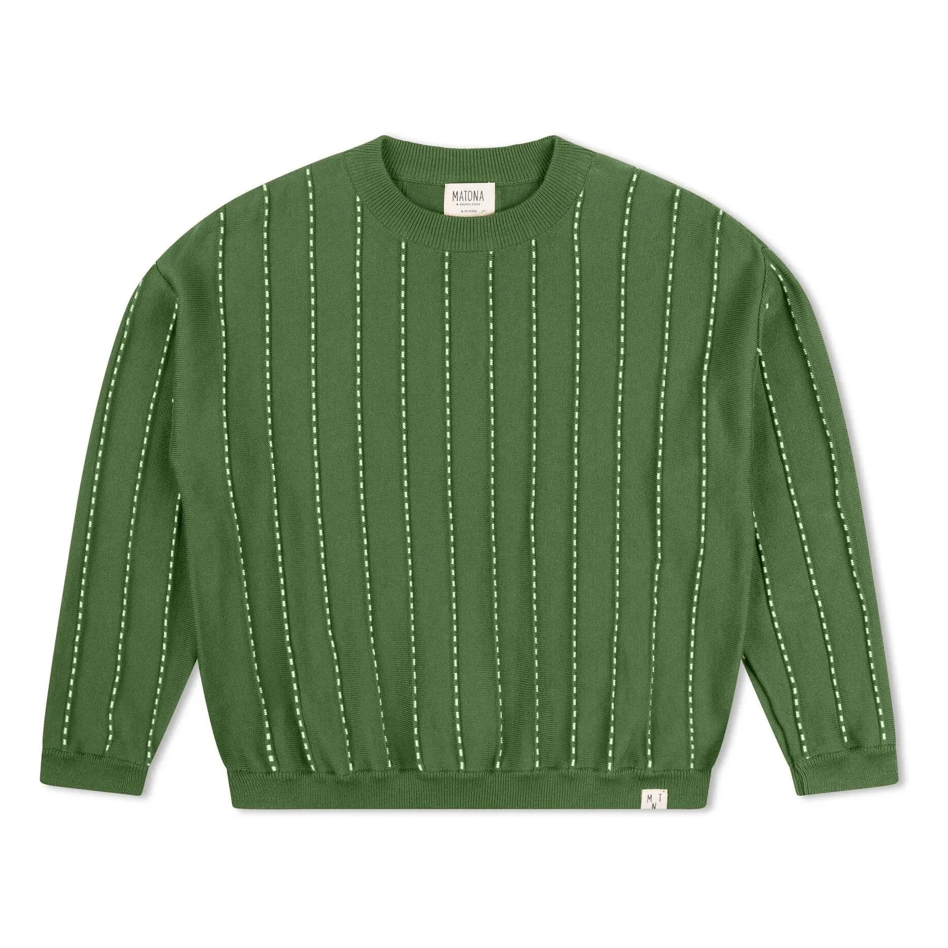 Matona - Gestreifter Bio-Baumwoll-Pullover | Grün