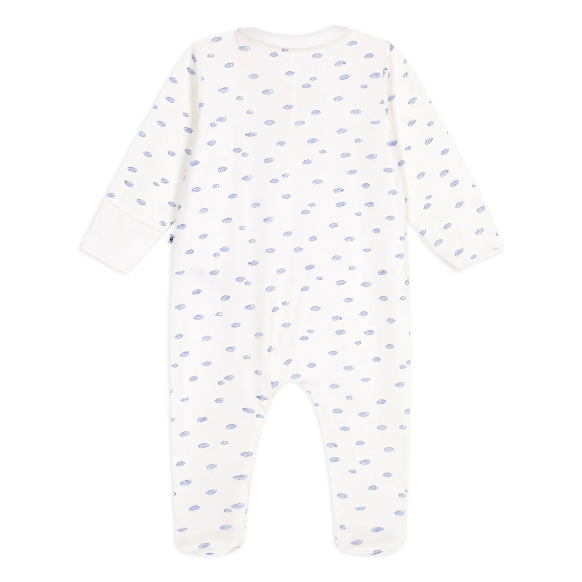 Petit Bateau - Wolken Bio-Baumwolle Schlafoverall mit Reißverschluss | Weiß