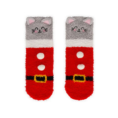 Legami - Kinder Weihnachts-Slipper Socken Kitty Santa - Perfekte Passform!