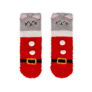 Legami - Kinder Weihnachts-Slipper Socken Kitty Santa - Perfekte Passform!