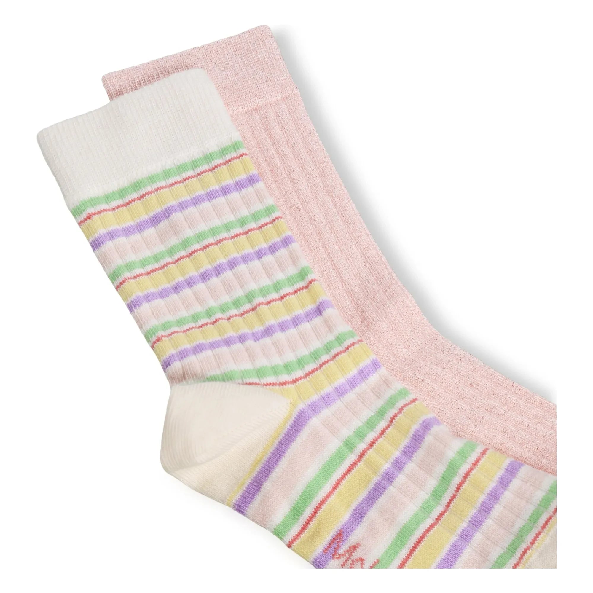 Molo - 2er-Set Gestreifte Nomi Socken | Hellrosa