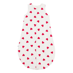Petit Bateau - Gepolsterter Baumwoll-Schlafsack Herzen | Weiß