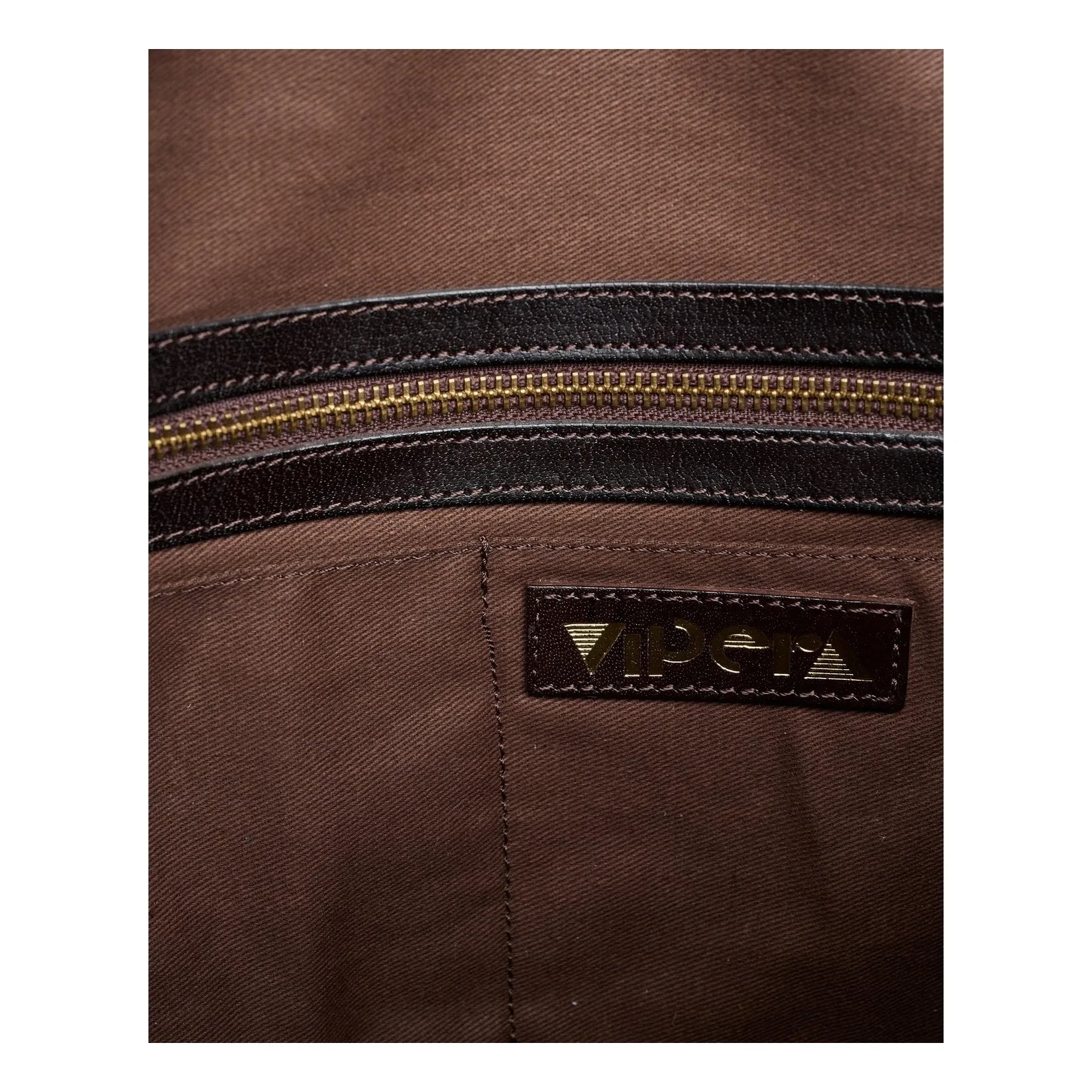 Vipera - Clutch aus Leder mit Kissenbesatz | Schokolade
